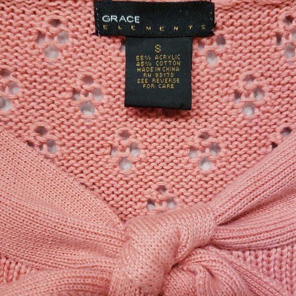 Grace Elements Knit Pink Bow Cardigan: Size S - Picture 5 of 6